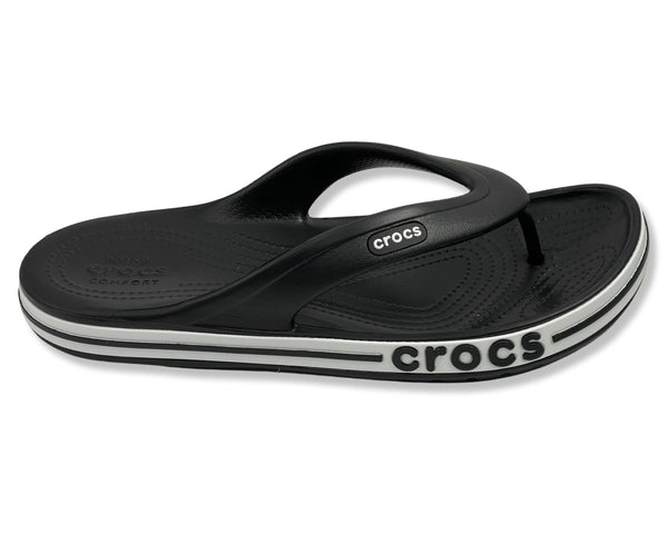 CROCS Bayaband Comfort Flip Flops In Black & White