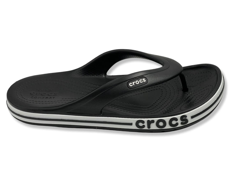 CROCS Bayaband Comfort Flip Flops In Black & White