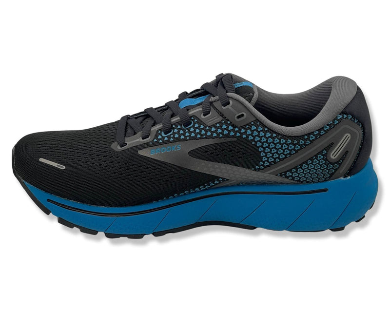 Brooks Ghost 14 Wide 2E Running Sneakers In Black & Blue For Men's