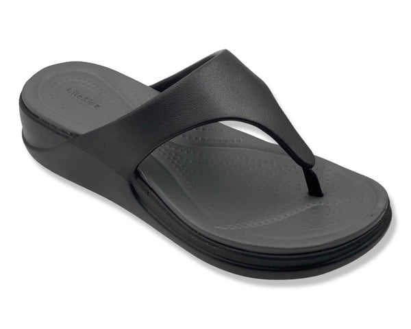 Crocs Boca Wedge Flip in Black for Women's