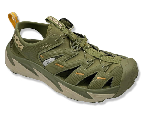 Hoka Hopara Walking Sandals In Khaki Green For Men's