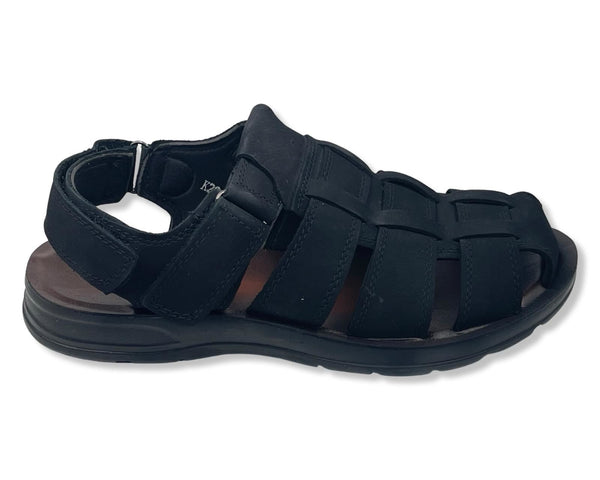 Laguna K22BLK Men's Leather Black Closed Toe Sandals