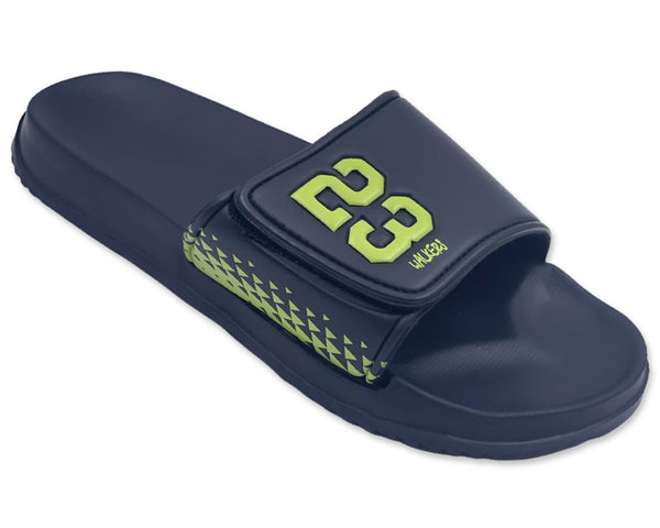 Men's Velcro Slides  Black and Green