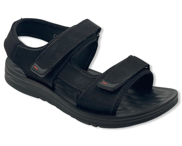 Laguna Mens Z13 Straps Leather Sandals Black
