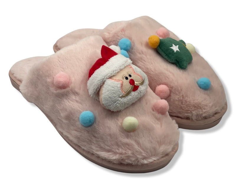 Merry Christmas Women's Slippers with Santa Claus design
