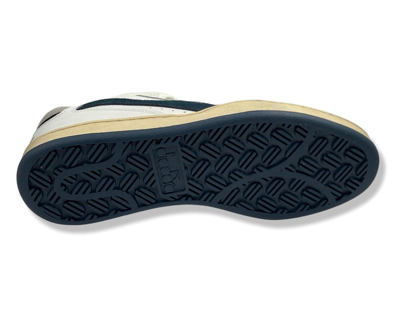 Diadora Men's Vintage Leather Sneakers with Blue Suede Logo