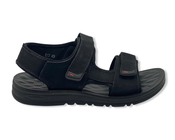 Laguna Mens Z13 Straps Leather Sandals Black