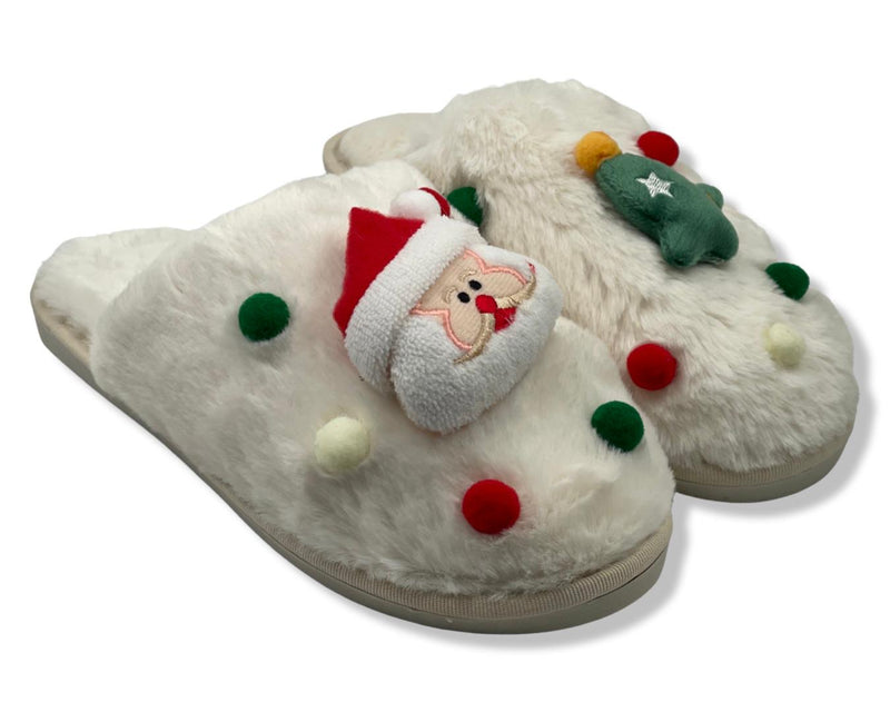 Merry Christmas Women's Slippers with Santa Claus design